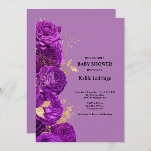 Uitnodiging tot het indienen van Paars en goudbloe (Voorkant / Achterkant)