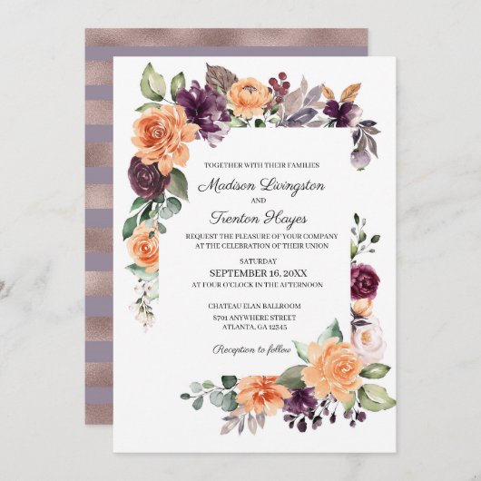 Uitnodiging tot het indienen van Paarse peach (Voorkant / Achterkant)