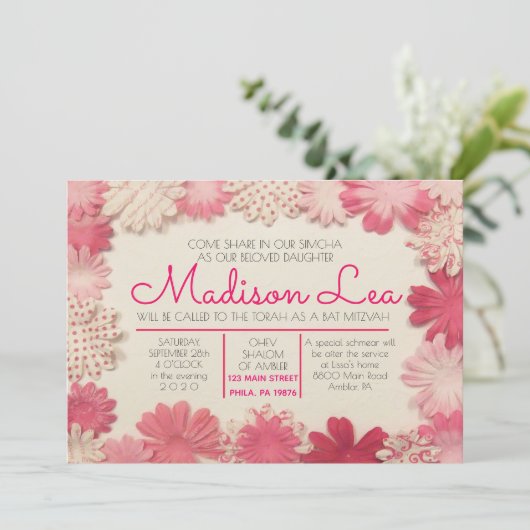 Uitnodiging tot het indienen van papierbloemen (Staand voorkant)