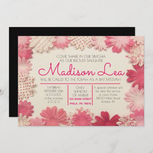 Uitnodiging tot het indienen van papierbloemen (Voorkant / Achterkant)