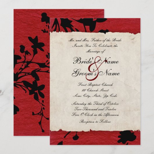 Uitnodiging tot het indienen van rode en zwarte pa (Voorkant / Achterkant)