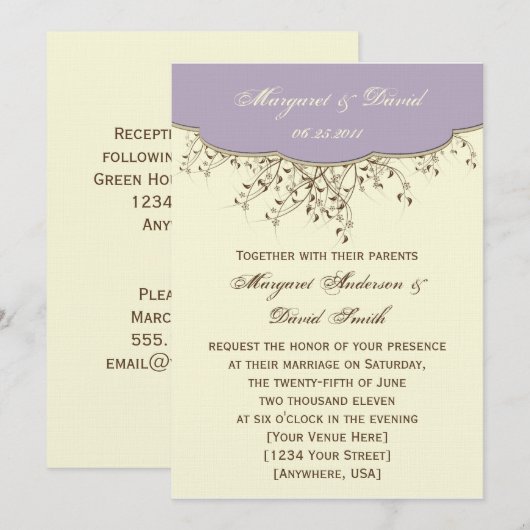 Uitnodiging tot het indienen van Romantische Paars (Voorkant / Achterkant)