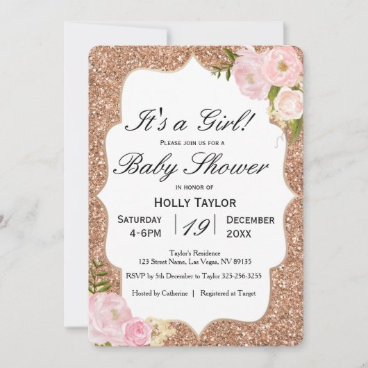 Uitnodiging tot het indienen van Roos Gold Baby sh (Voorkant)