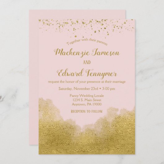 Uitnodiging tot het indienen van roze gouden Confe (Voorkant / Achterkant)