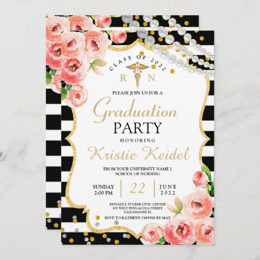 Uitnodiging tot het indienen van rozen en perl-ver (Voorkant / Achterkant)