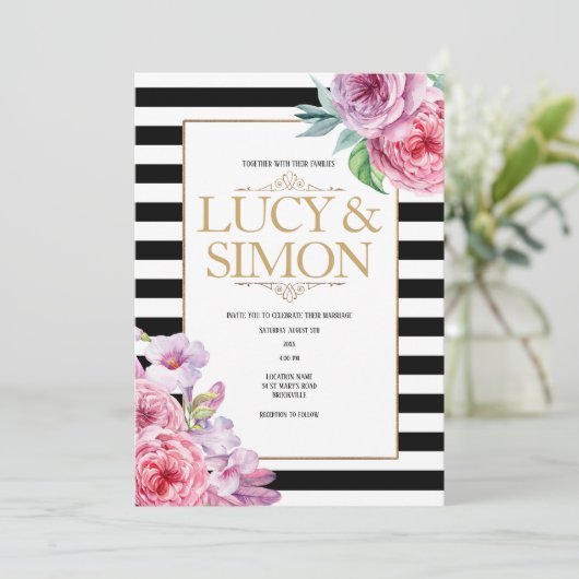 Uitnodiging tot het indienen van rozen en Stripes  (Staand voorkant)