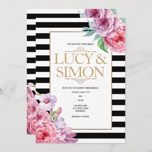 Uitnodiging tot het indienen van rozen en Stripes  (Voorkant / Achterkant)