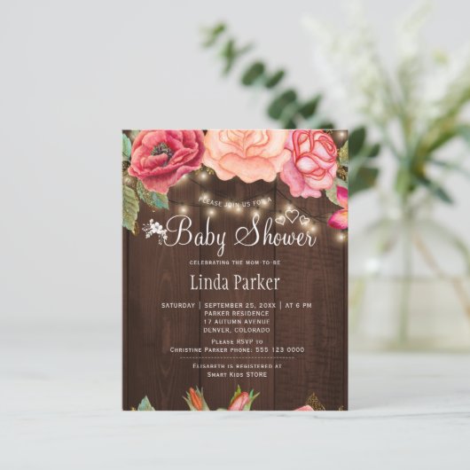 Uitnodiging tot het indienen van rozen-hout-BUDGET (Staand voorkant)