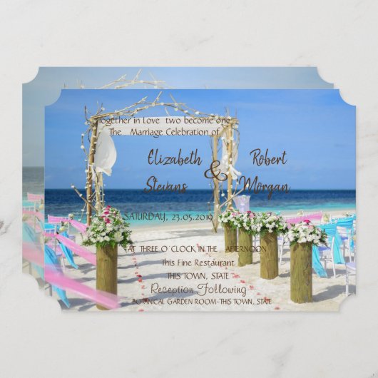 Uitnodiging tot het indienen van schattige "Beach  (Voorkant / Achterkant)