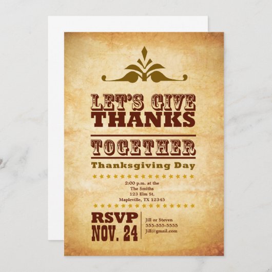 Uitnodiging tot het indienen van Thanksgiving met (Voorkant / Achterkant)