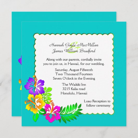 uitnodiging tot het indienen van tropische bruilof (Voorkant / Achterkant)