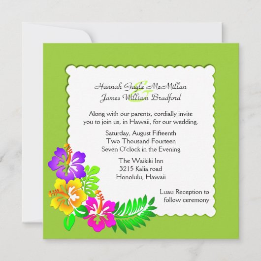 uitnodiging tot het indienen van tropische bruilof (Voorkant)