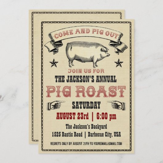  uitnodiging tot het indienen van Varkens II (Voorkant / Achterkant)