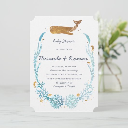 Uitnodiging tot het indienen van walvisBaby shower (Staand voorkant)