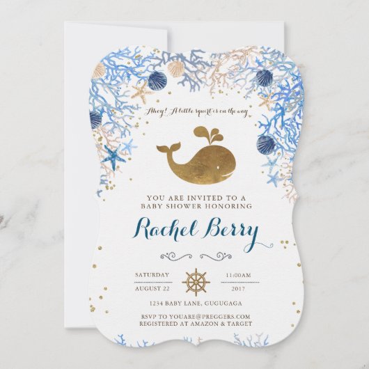 Uitnodiging tot het indienen van walvisBaby shower (Voorkant)