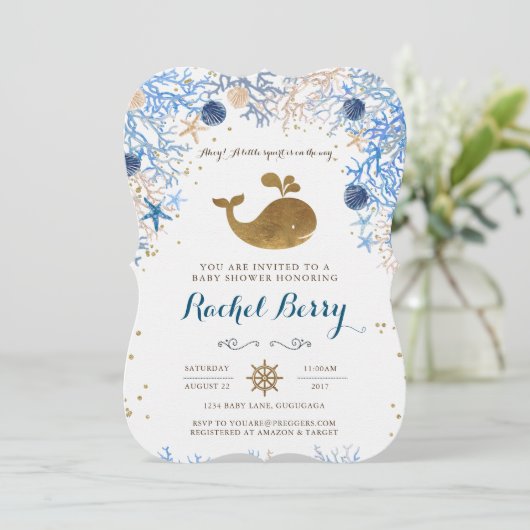 Uitnodiging tot het indienen van walvisBaby shower (Staand voorkant)