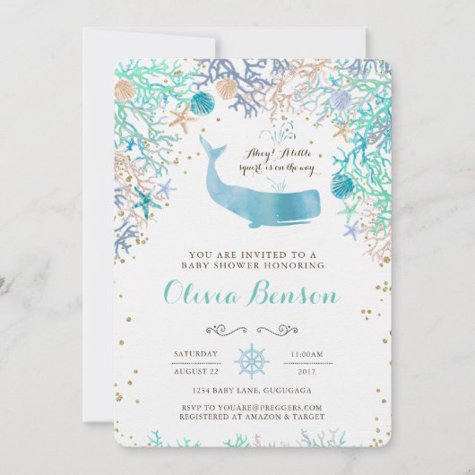 Uitnodiging tot het indienen van walvisBaby shower (Voorkant)