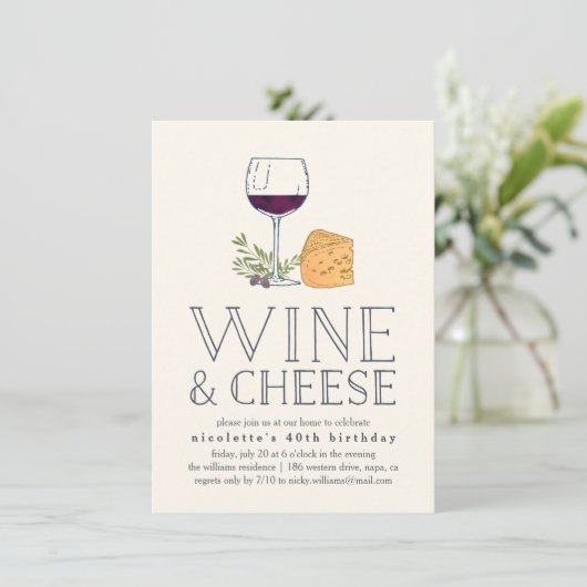 Uitnodiging tot het indienen van wijn en kaas (Staand voorkant)