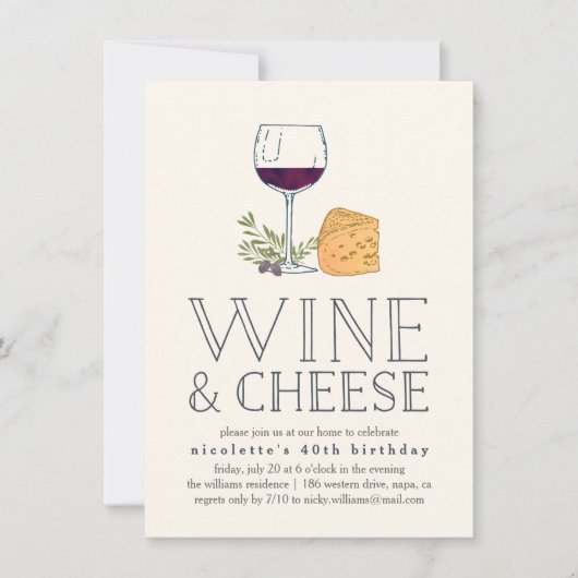 Uitnodiging tot het indienen van wijn en kaas (Voorkant)