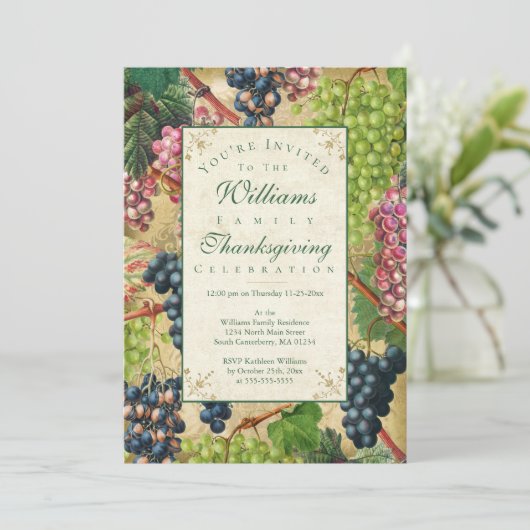 uitnodiging tot het indienen van wijndruiven (Staand voorkant)