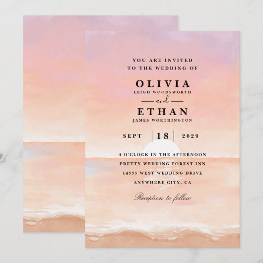 uitnodiging tot het indienen van zondroze strandst (Voorkant / Achterkant)