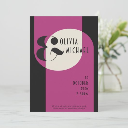  uitnodiging tot het indienen van zwarte magenta v (Staand voorkant)