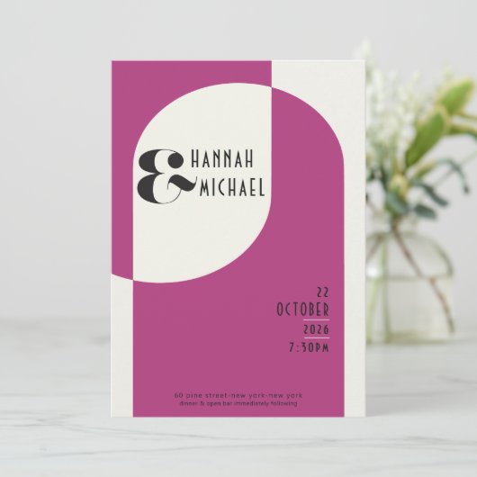 uitnodiging tot het indienen van zwarte magenta v (Staand voorkant)