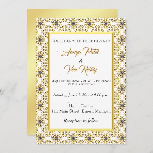 Uitnodiging tot het Indische hindu-huwelijk (Voorkant / Achterkant)