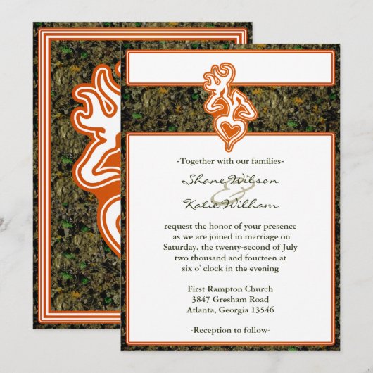 Uitnodiging tot het jagen van Camo Wedding (Voorkant / Achterkant)