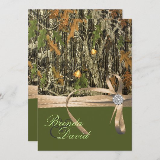 Uitnodiging tot het jagen van Camo Wedding (Voorkant / Achterkant)