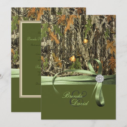 Uitnodiging tot het jagen van Camo Wedding (Voorkant / Achterkant)
