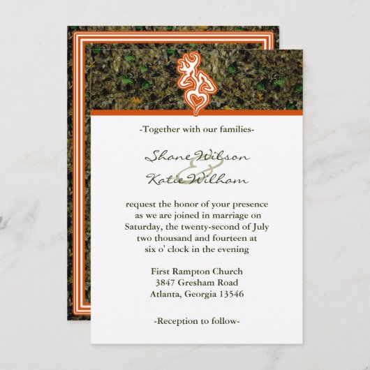 Uitnodiging tot het jagen van Camo Wedding (Voorkant / Achterkant)