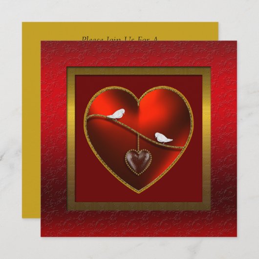 Uitnodiging tot het Jubileum van Lovevogels Weddin (Voorkant / Achterkant)