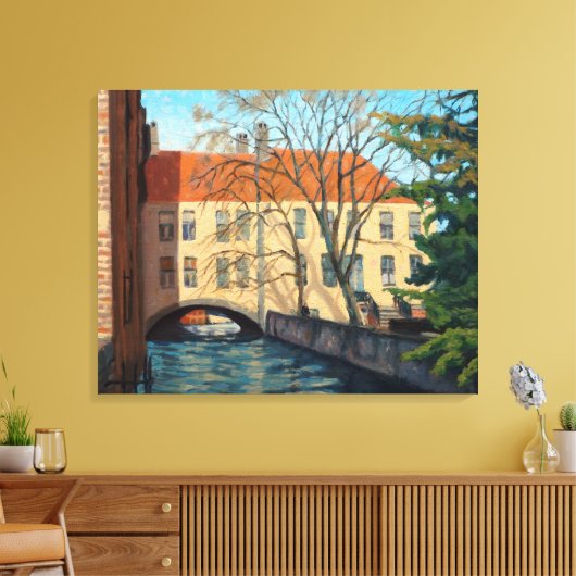Uitnodiging tot het kanaal van Brugge Impressionis Canvas Afdruk (Insitu (Woonkamer))