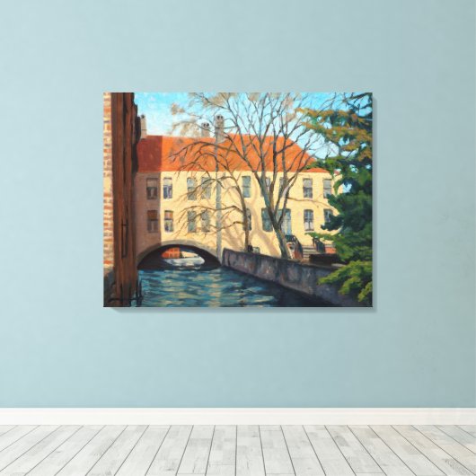 Uitnodiging tot het kanaal van Brugge Impressionis Canvas Afdruk (Insitu (Houten vloer))