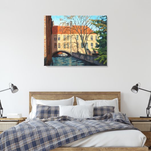 Uitnodiging tot het kanaal van Brugge Impressionis Canvas Afdruk (Insitu (Slaapkamer))