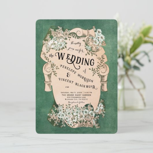  uitnodiging tot het Lijst van Floral (Staand voorkant)