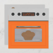 Uitnodiging tot het ontvangen van baby Bun (oranje (Voorkant / Achterkant)