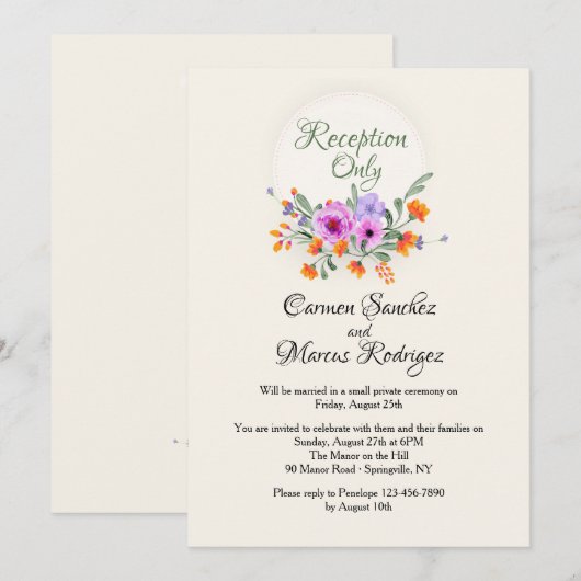 Uitnodiging tot het ontvangen van elopement (Voorkant / Achterkant)