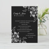 Uitnodiging tot het ontvangen van Floral in zwart- (Staand voorkant)