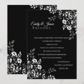 Uitnodiging tot het ontvangen van Floral in zwart- (Voorkant / Achterkant)