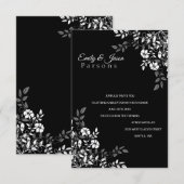 Uitnodiging tot het ontvangen van Floral in zwart- (Voorkant / Achterkant)
