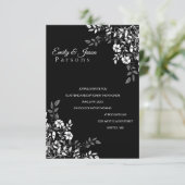 Uitnodiging tot het ontvangen van Floral in zwart- (Staand voorkant)