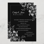 Uitnodiging tot het ontvangen van Floral in zwart- (Voorkant / Achterkant)