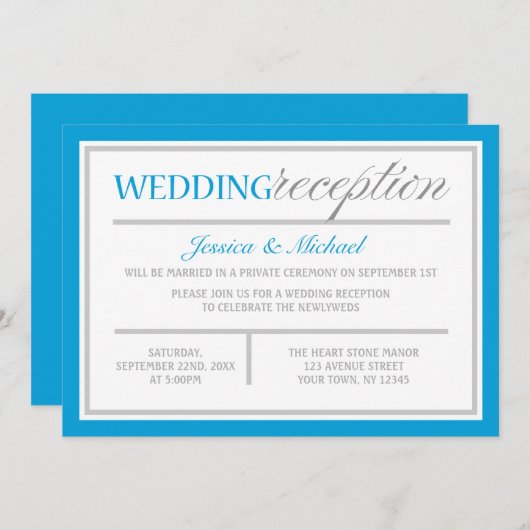 Uitnodiging tot het ontvangen van moderne blauwe e (Voorkant / Achterkant)