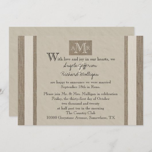 Uitnodiging tot het ontvangen van postbruiloft - g (Voorkant / Achterkant)