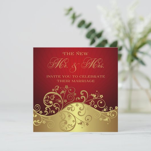 Uitnodiging tot het ontvangen van rode en goudpost (Staand voorkant)