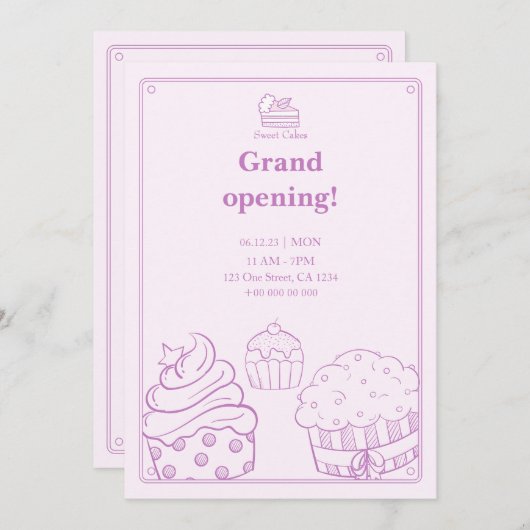 uitnodiging tot het openen van bakkerij (Voorkant / Achterkant)