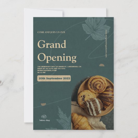 uitnodiging tot het openen van bakkerij (Voorkant)