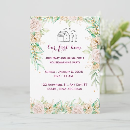 Uitnodiging tot het opwarmen van huizen (Staand voorkant)